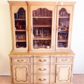 MaxSold Auction: This online auction features china cabinet,collection of Meito Garden Rose ivory china, dining room table, chairs, Lenox Crystal, Lladro figurines, Tiffany style lamp, prints and much more!